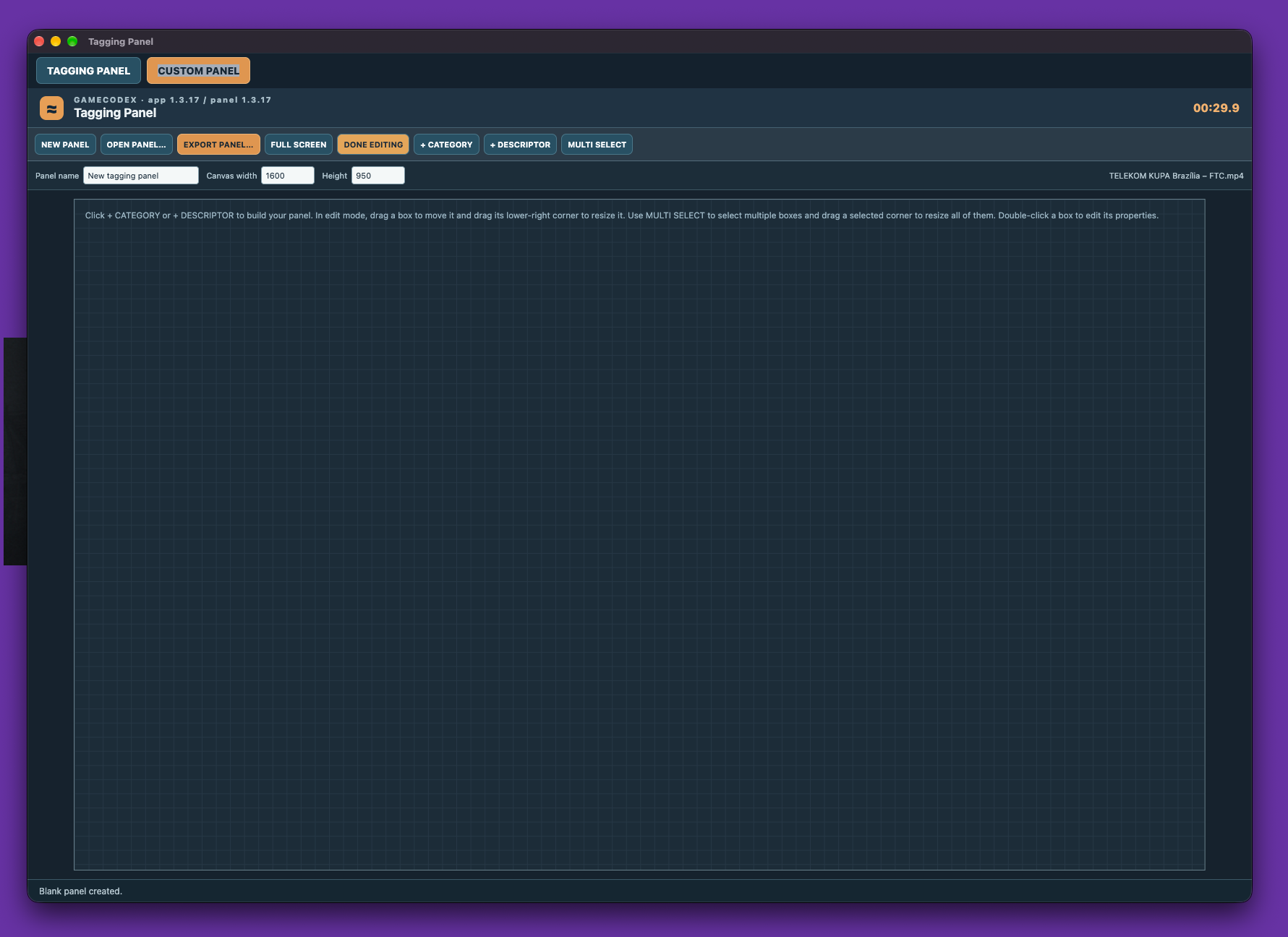 GAMECODEX tagging panel creator